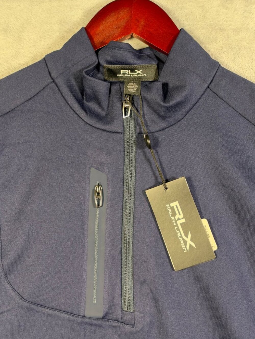 RLX Ralph Lauren Pullover Mens L Blue 1/4 Zip Stretch Jersey Performance Golf